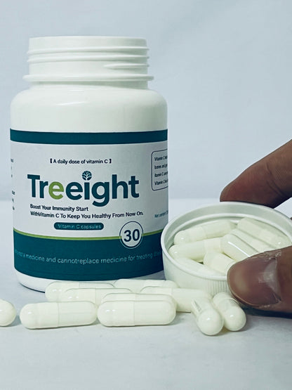 Treeight Vitamin C Capsules - 30 Count Daily Immune Support Supplement for Immunity Boost & Wellness