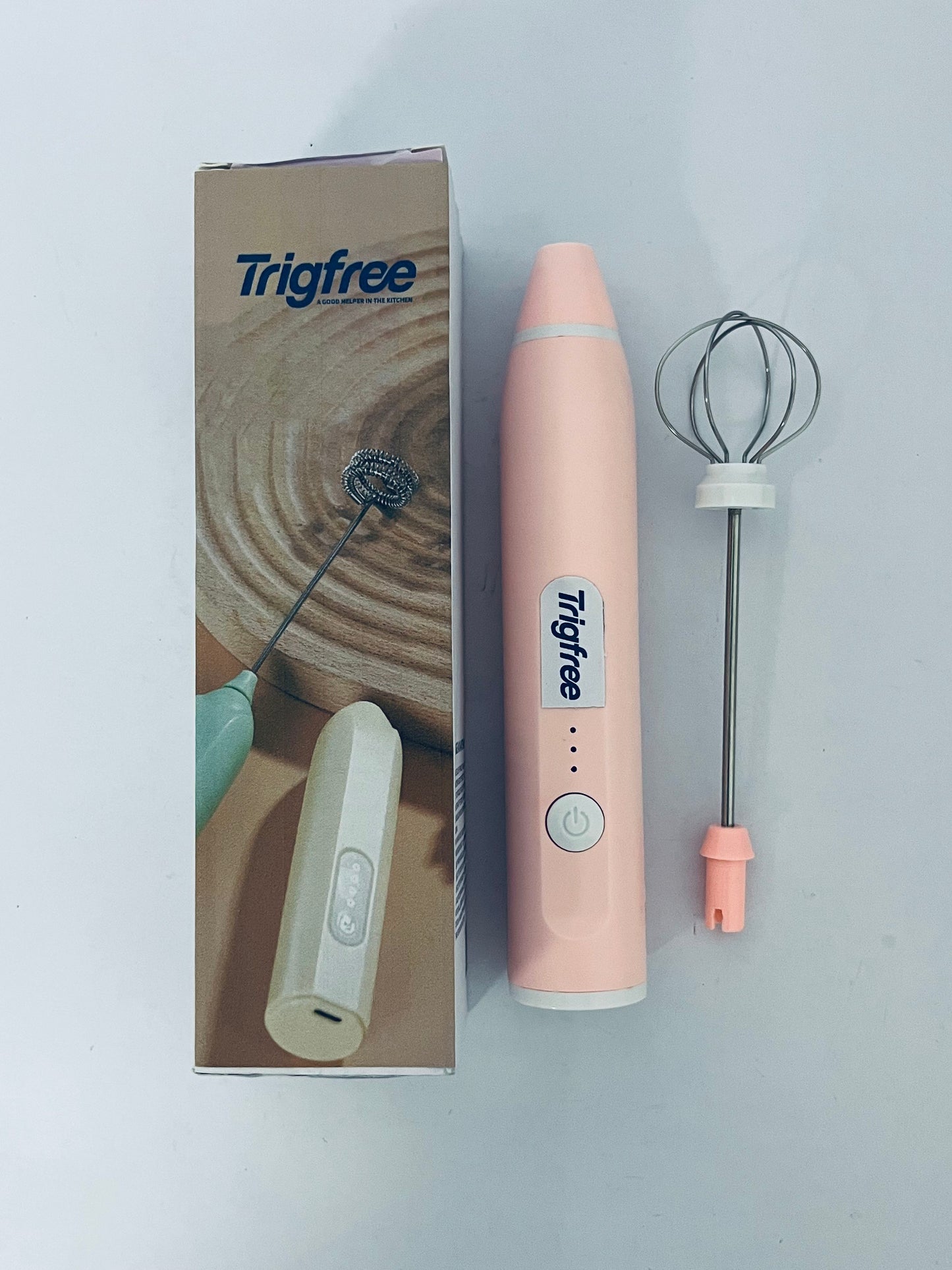 Trigfree Milk Frother Rechargeable Handheld Electric Whisk Coffee Frother Mixer with 2 Stainless whisks 3 Speed Adjustable Foam Maker Blender for Coffee Matcha Latte Cappuccino Hot Chocolate(Classic Pink)
