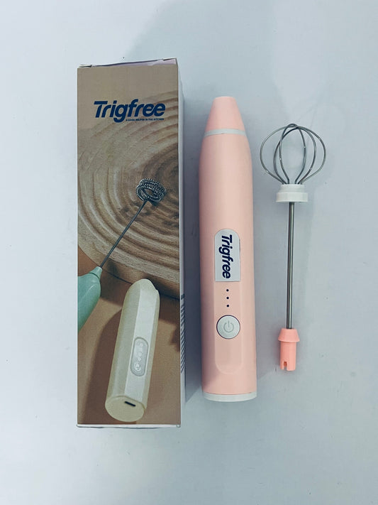 Trigfree Milk Frother Rechargeable Handheld Electric Whisk Coffee Frother Mixer with 2 Stainless whisks 3 Speed Adjustable Foam Maker Blender for Coffee Matcha Latte Cappuccino Hot Chocolate(Classic Pink)