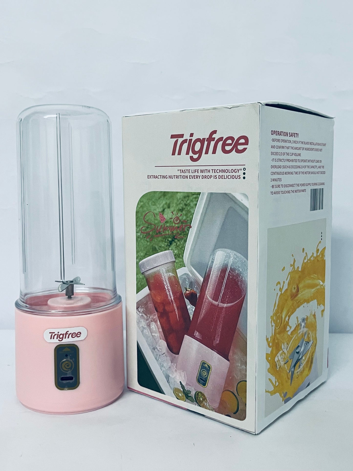 Trigfree Portable Blender,1200 Mah, 500ml, Mini Juicer Machines for the Olderly, Kids, Vegetable and Fruit Blender Cup, rechargeable Juicer Easy to Clean for Work, out