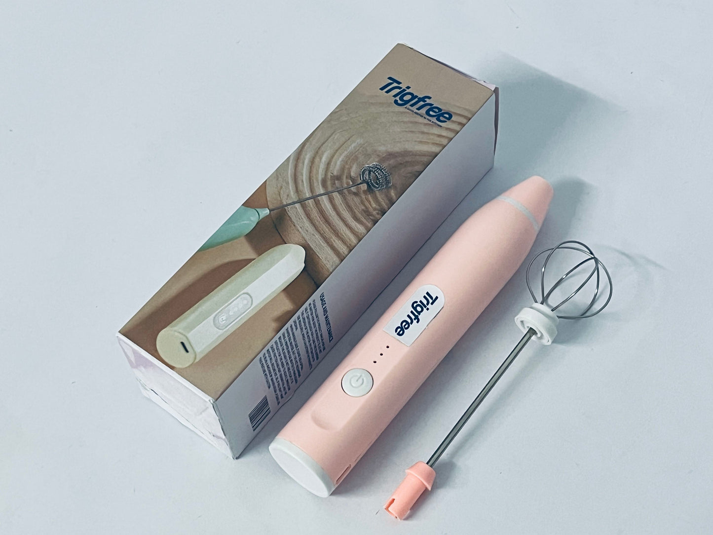Trigfree Milk Frother Rechargeable Handheld Electric Whisk Coffee Frother Mixer with 2 Stainless whisks 3 Speed Adjustable Foam Maker Blender for Coffee Matcha Latte Cappuccino Hot Chocolate(Classic Pink)