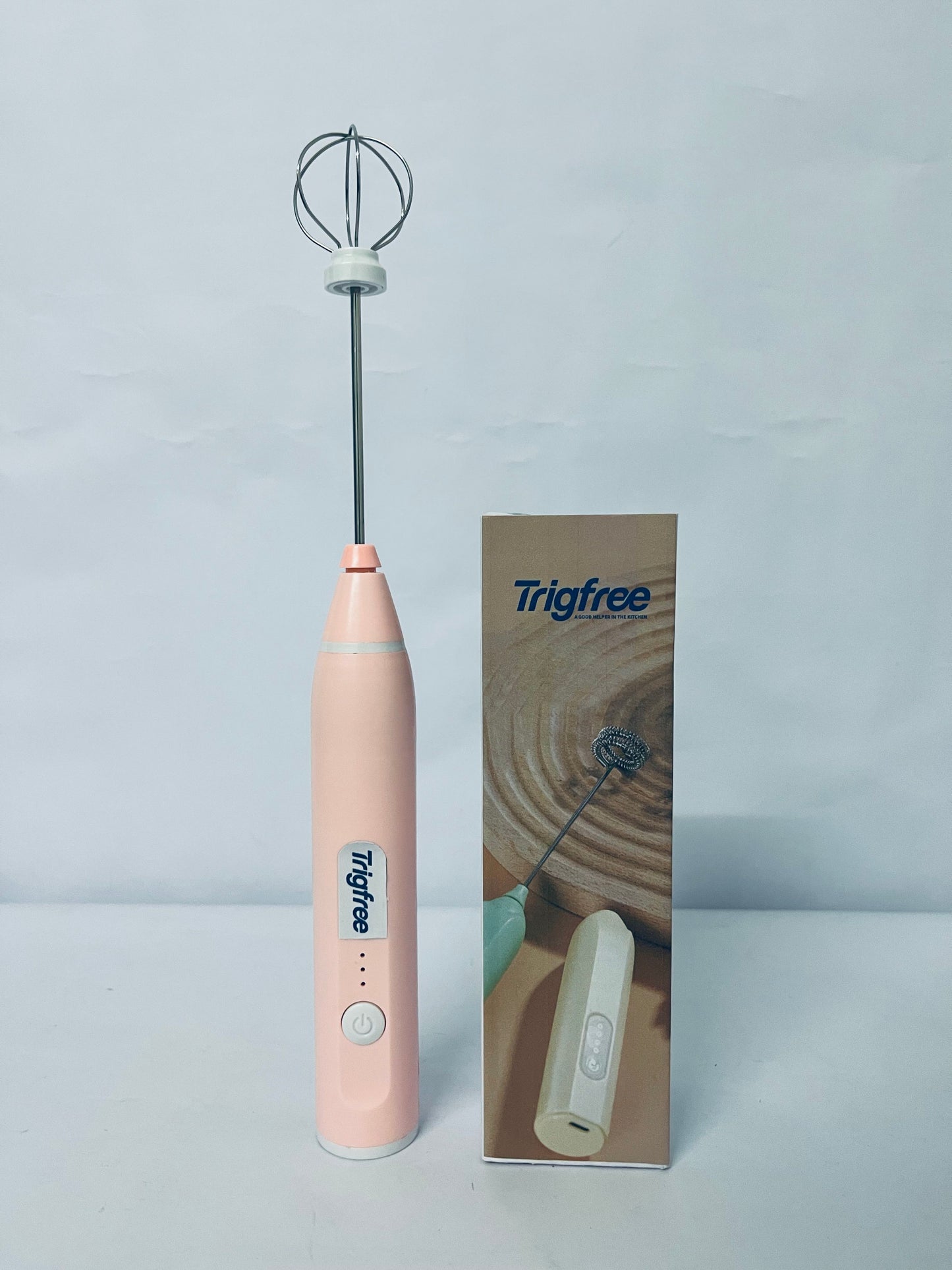 Trigfree Milk Frother Rechargeable Handheld Electric Whisk Coffee Frother Mixer with 2 Stainless whisks 3 Speed Adjustable Foam Maker Blender for Coffee Matcha Latte Cappuccino Hot Chocolate(Classic Pink)