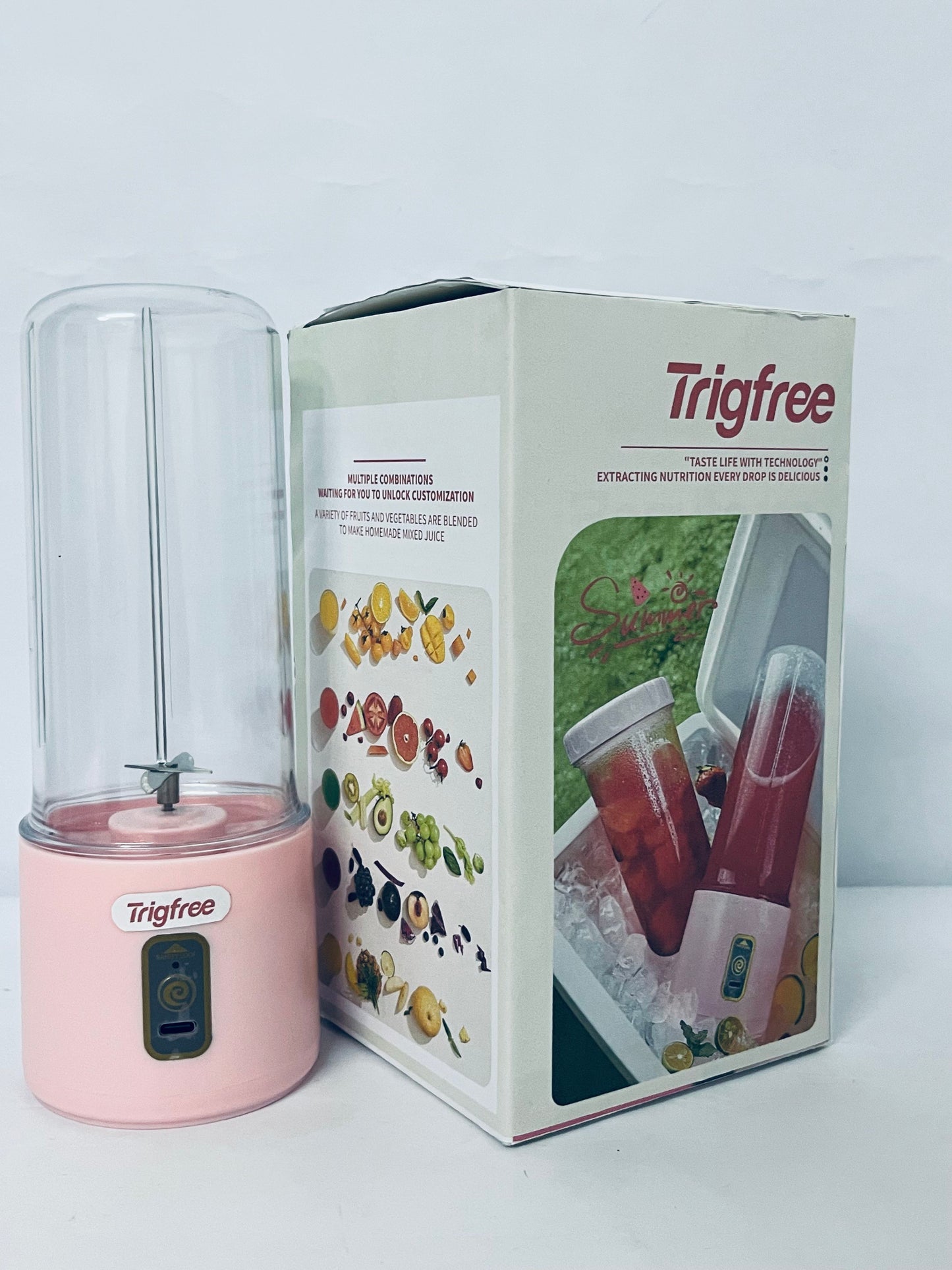 Trigfree Portable Blender,1200 Mah, 500ml, Mini Juicer Machines for the Olderly, Kids, Vegetable and Fruit Blender Cup, rechargeable Juicer Easy to Clean for Work, out