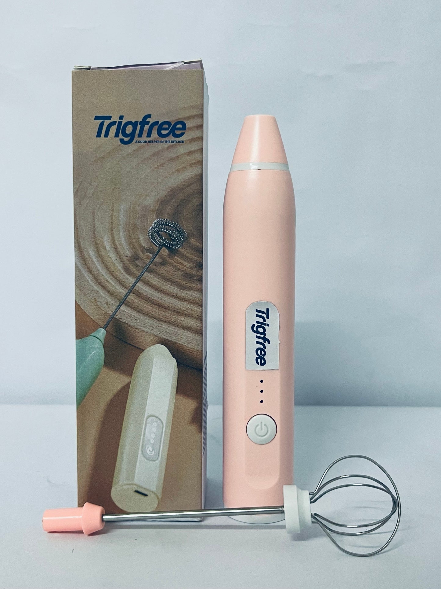 Trigfree Milk Frother Rechargeable Handheld Electric Whisk Coffee Frother Mixer with 2 Stainless whisks 3 Speed Adjustable Foam Maker Blender for Coffee Matcha Latte Cappuccino Hot Chocolate(Classic Pink)