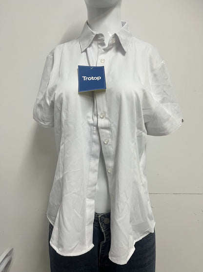[Trotop Shirts]——Basic Short-Sleeve White Shirt - Loose Versatile Commute Blouse