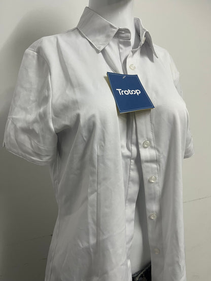 [Trotop Shirts]——Basic Short-Sleeve White Shirt - Loose Versatile Commute Blouse
