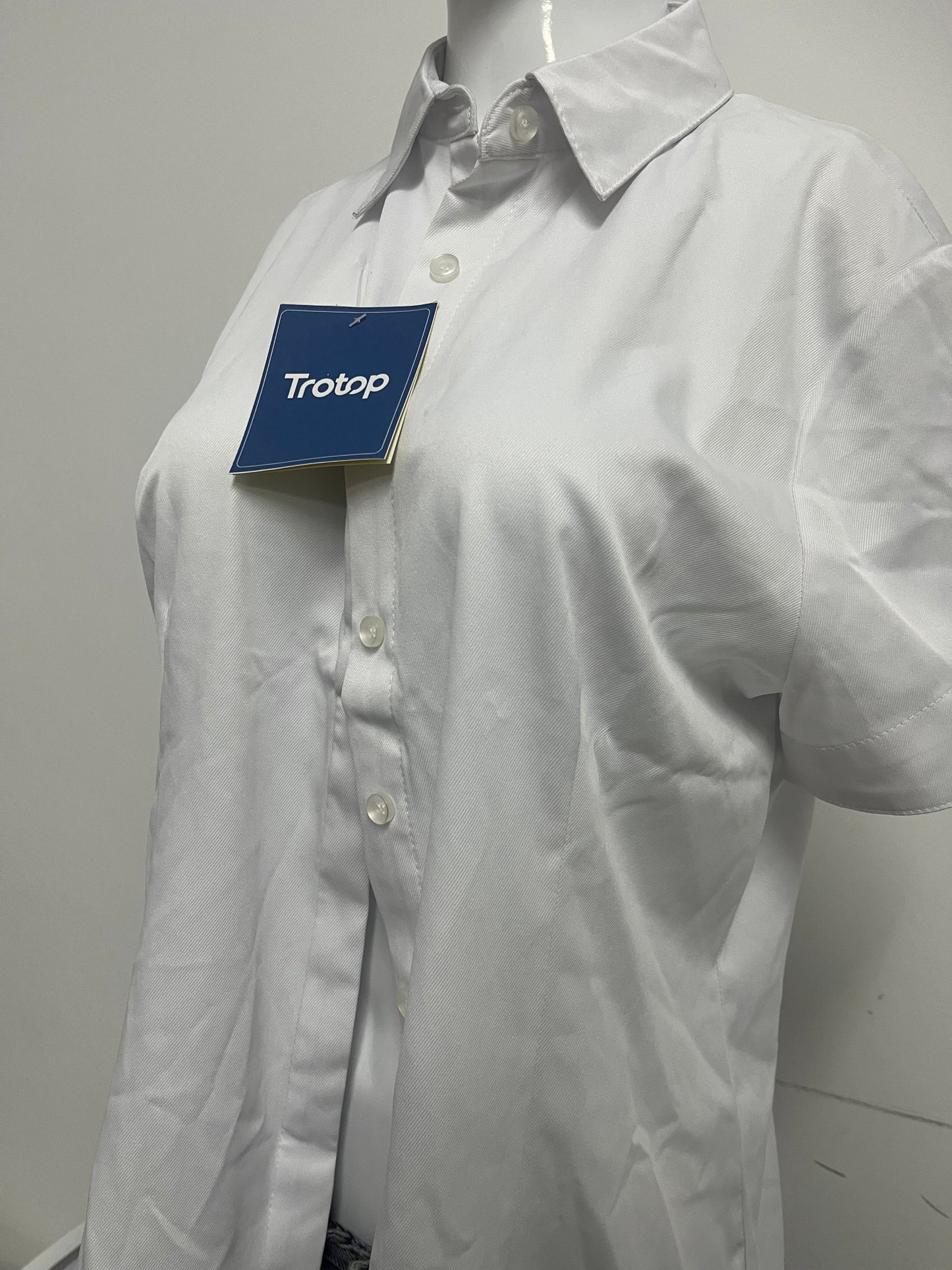 [Trotop Shirts]——Basic Short-Sleeve White Shirt - Loose Versatile Commute Blouse