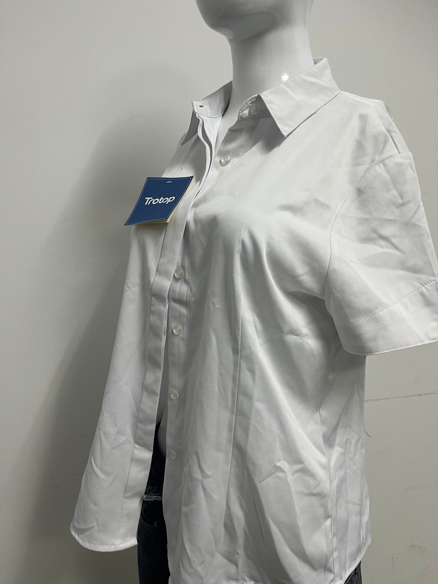 [Trotop Shirts]——Basic Short-Sleeve White Shirt - Loose Versatile Commute Blouse
