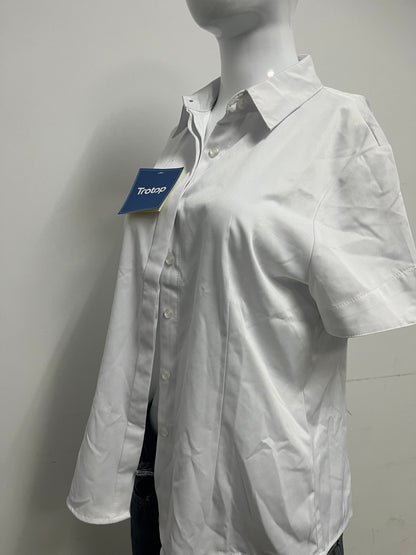 [Trotop Shirts]——Basic Short-Sleeve White Shirt - Loose Versatile Commute Blouse