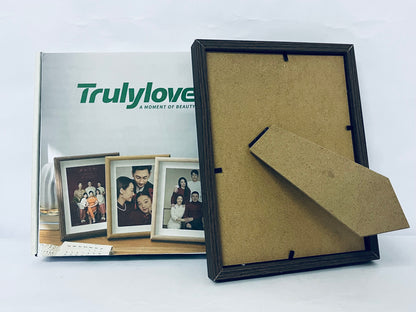 Trulylove 5x7 Picture Frame with Mat for 4x6, Black Wood Grain 5 x 7 Picture Frames Display on Tabletop or Wall Mounting