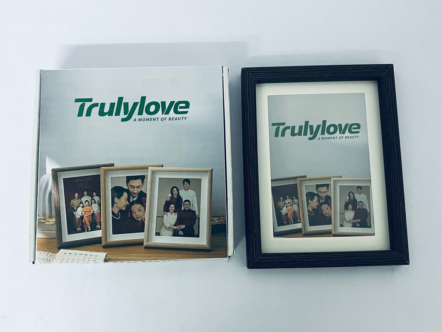 Trulylove 5x7 Picture Frame with Mat for 4x6, Black Wood Grain 5 x 7 Picture Frames Display on Tabletop or Wall Mounting