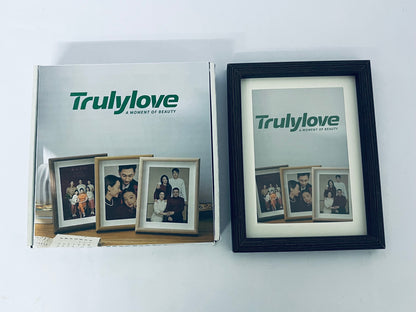 Trulylove 5x7 Picture Frame with Mat for 4x6, Black Wood Grain 5 x 7 Picture Frames Display on Tabletop or Wall Mounting