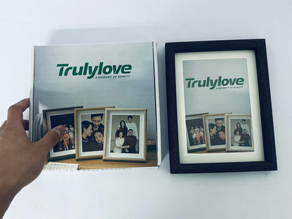 Trulylove 5x7 Picture Frame with Mat for 4x6, Black Wood Grain 5 x 7 Picture Frames Display on Tabletop or Wall Mounting