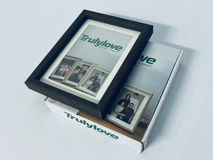 Trulylove 5x7 Picture Frame with Mat for 4x6, Black Wood Grain 5 x 7 Picture Frames Display on Tabletop or Wall Mounting