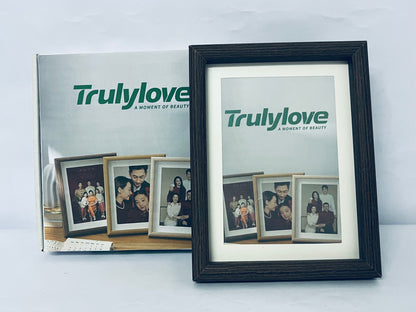Trulylove 5x7 Picture Frame with Mat for 4x6, Black Wood Grain 5 x 7 Picture Frames Display on Tabletop or Wall Mounting