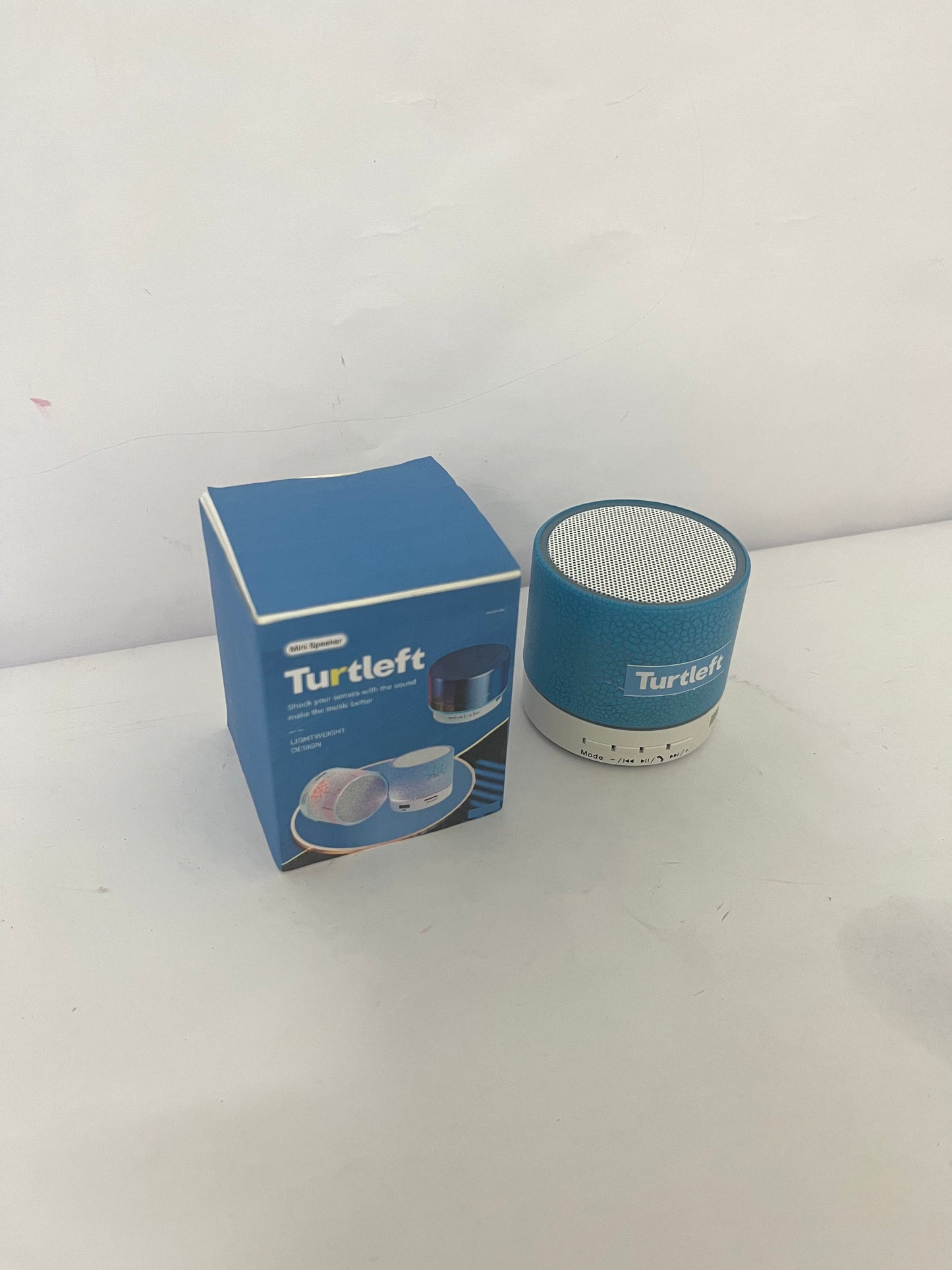 Turtleft Portable Mini Speaker, Super Bass Stereo Rechargeable Speaker with LED Lights