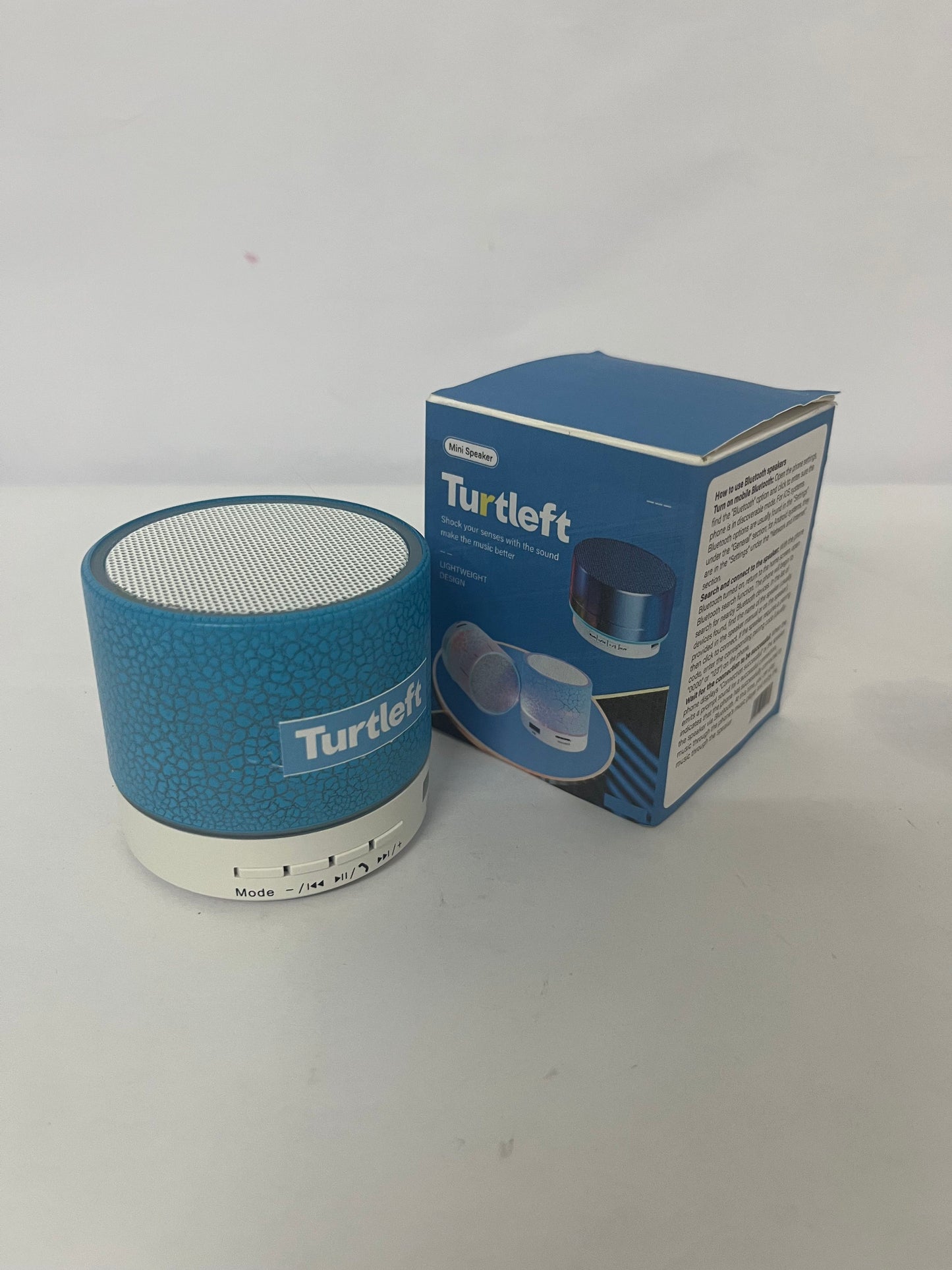 Turtleft Portable Mini Speaker, Super Bass Stereo Rechargeable Speaker with LED Lights