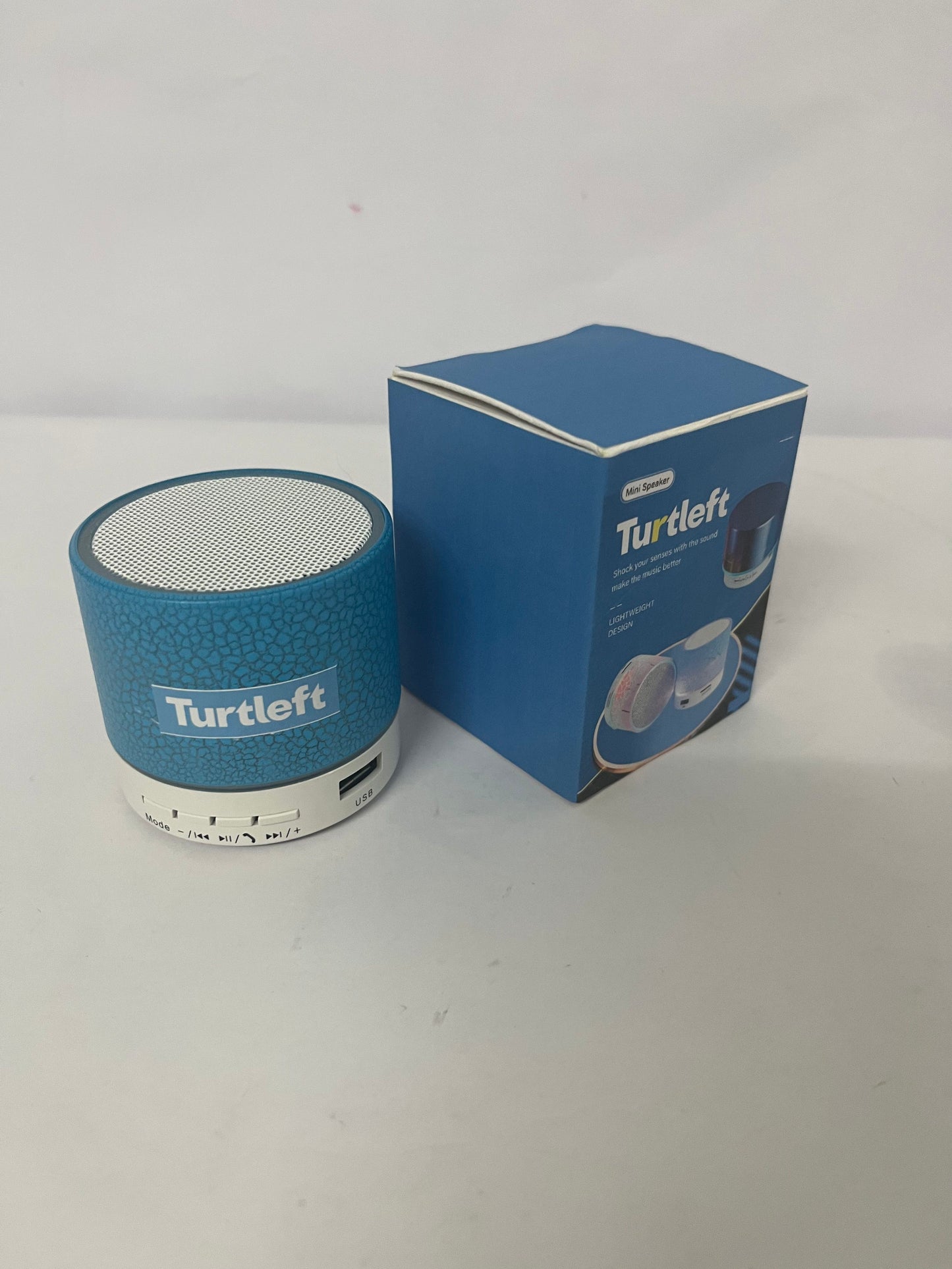 Turtleft Portable Mini Speaker, Super Bass Stereo Rechargeable Speaker with LED Lights
