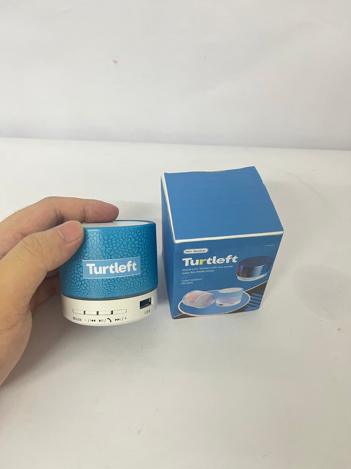 Turtleft Portable Mini Speaker, Super Bass Stereo Rechargeable Speaker with LED Lights