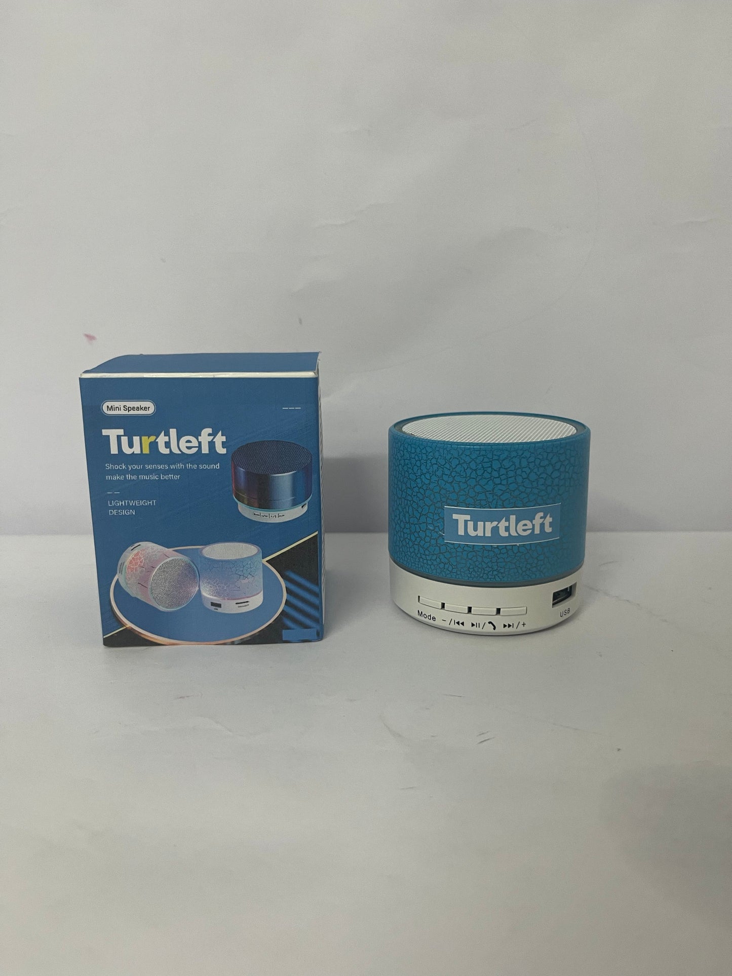 Turtleft Portable Mini Speaker, Super Bass Stereo Rechargeable Speaker with LED Lights