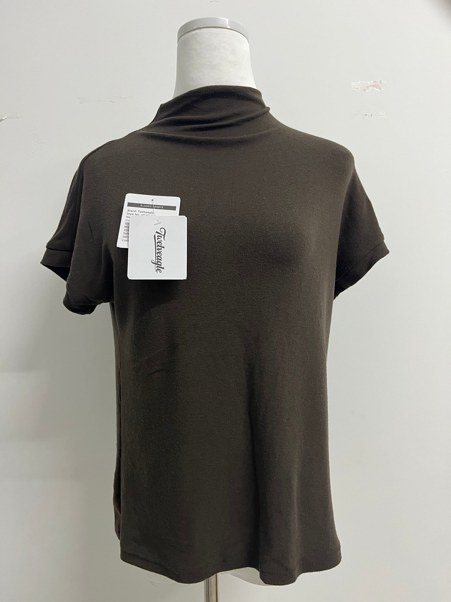 Twelveagle Women's Mock Turtleneck Top Short Sleeve Lightweight Active T-Shirt