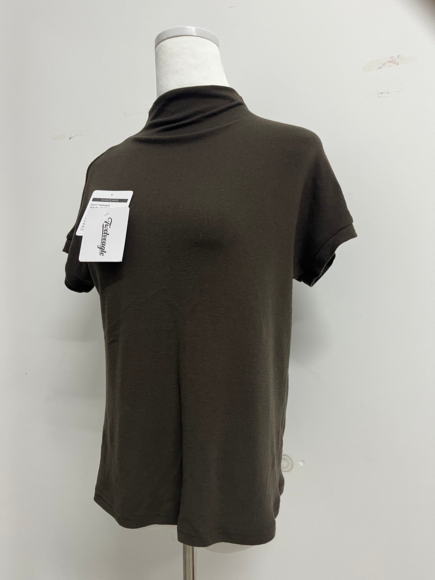 Twelveagle Women's Mock Turtleneck Top Short Sleeve Lightweight Active T-Shirt