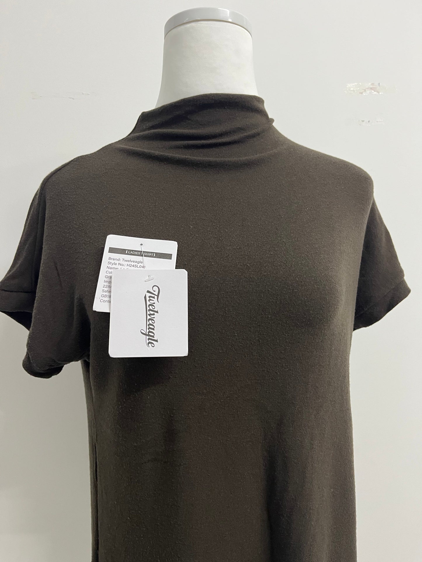 Twelveagle Women's Mock Turtleneck Top Short Sleeve Lightweight Active T-Shirt