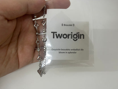 Tworigin Heart-Stitched Bracelet A Sweet & Cool Essential for Daily Outfit Embellishment