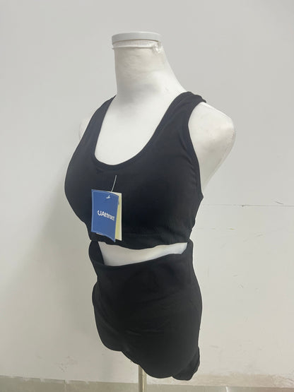 【UAttract Black Racerback 2-Piece Tracksuit】—— Sleek & Comfortable Activewear Set