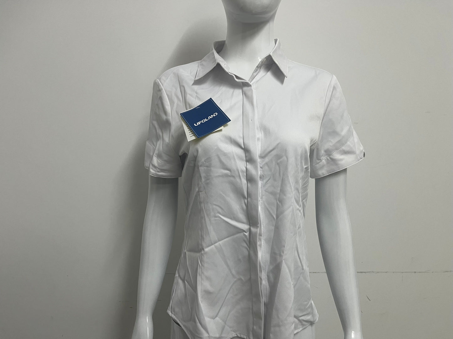 [UFOLAND Shirts]——UFOLAND 100% Cotton Short-Sleeve White Shirt | Versatile Essential for Work & Daily Wear