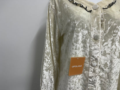 [UFOLAND Sleepwear]——UFOLAND Velvet Ruffle Long-Sleeve Sleepwear | Cozy & Stylish Loungewear for Fall & Winter