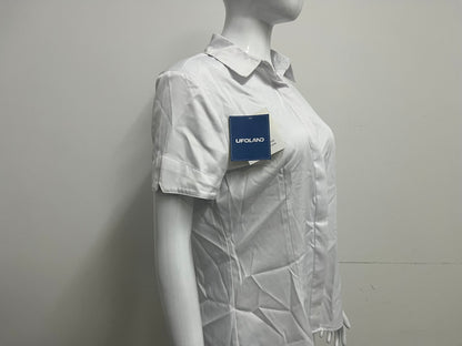 [UFOLAND Shirts]——UFOLAND 100% Cotton Short-Sleeve White Shirt | Versatile Essential for Work & Daily Wear