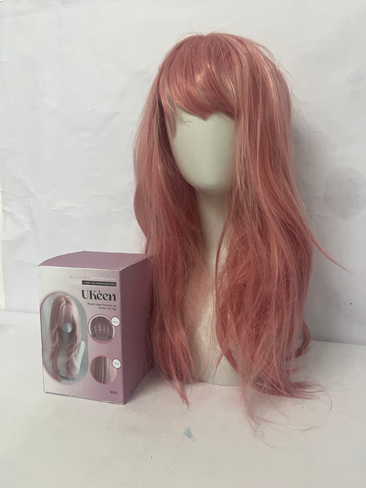 UKeen Wigs 28" Long Wavy Hair Heat Resistant Cosplay Wig for Women (Pink)