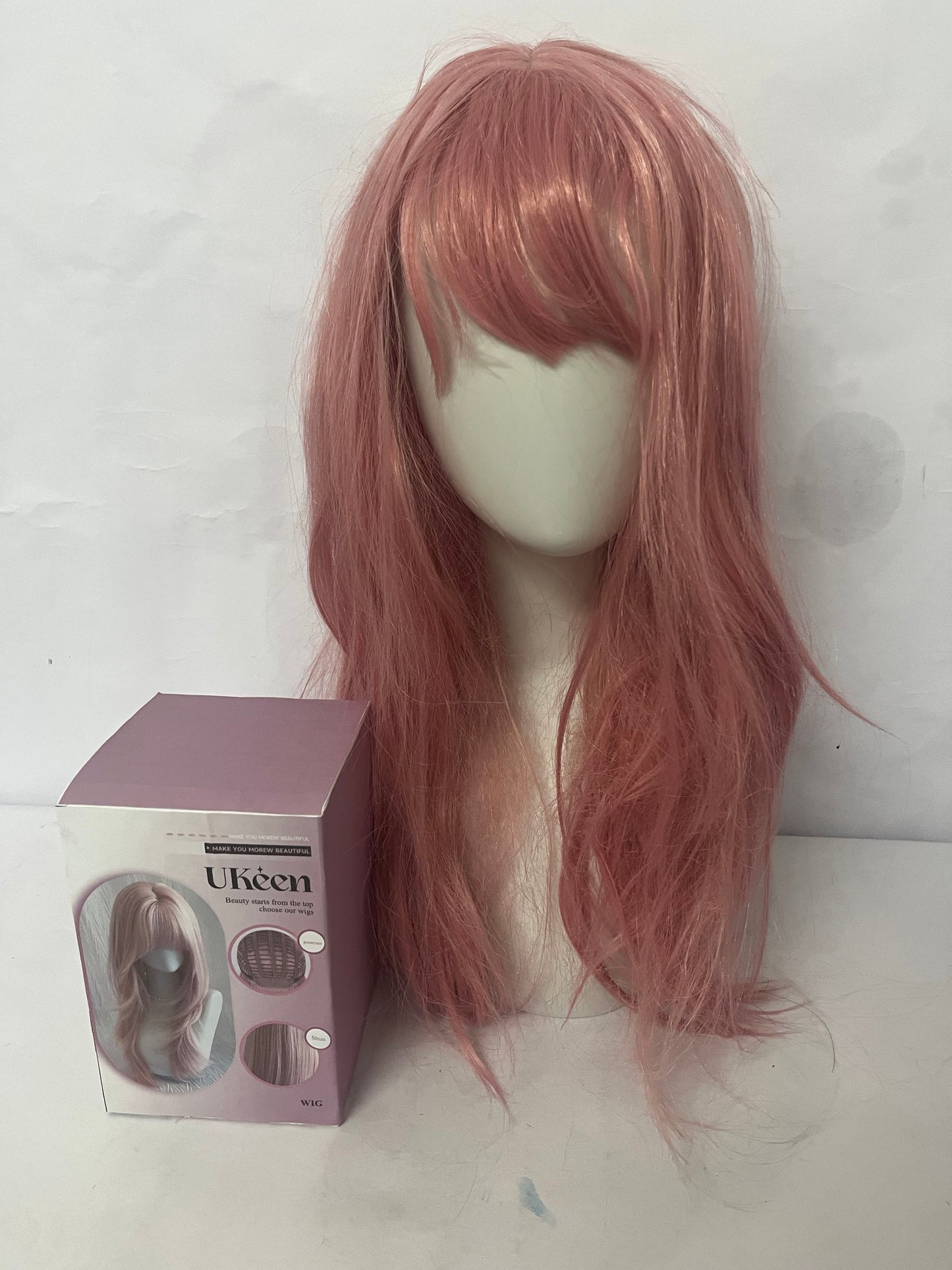 UKeen Wigs 28" Long Wavy Hair Heat Resistant Cosplay Wig for Women (Pink)