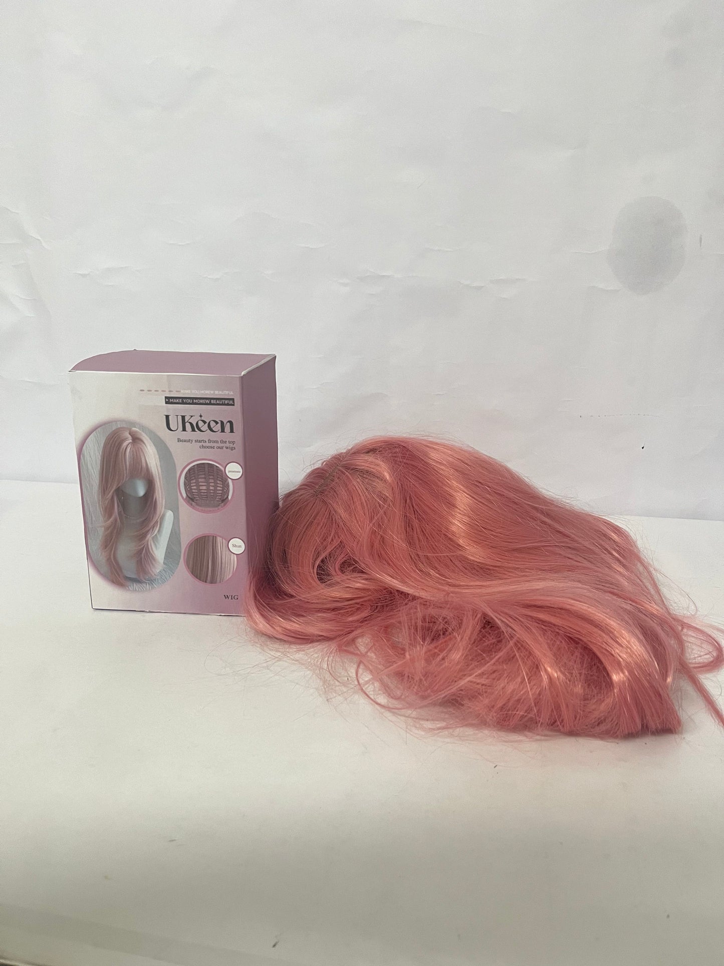 UKeen Wigs 28" Long Wavy Hair Heat Resistant Cosplay Wig for Women (Pink)