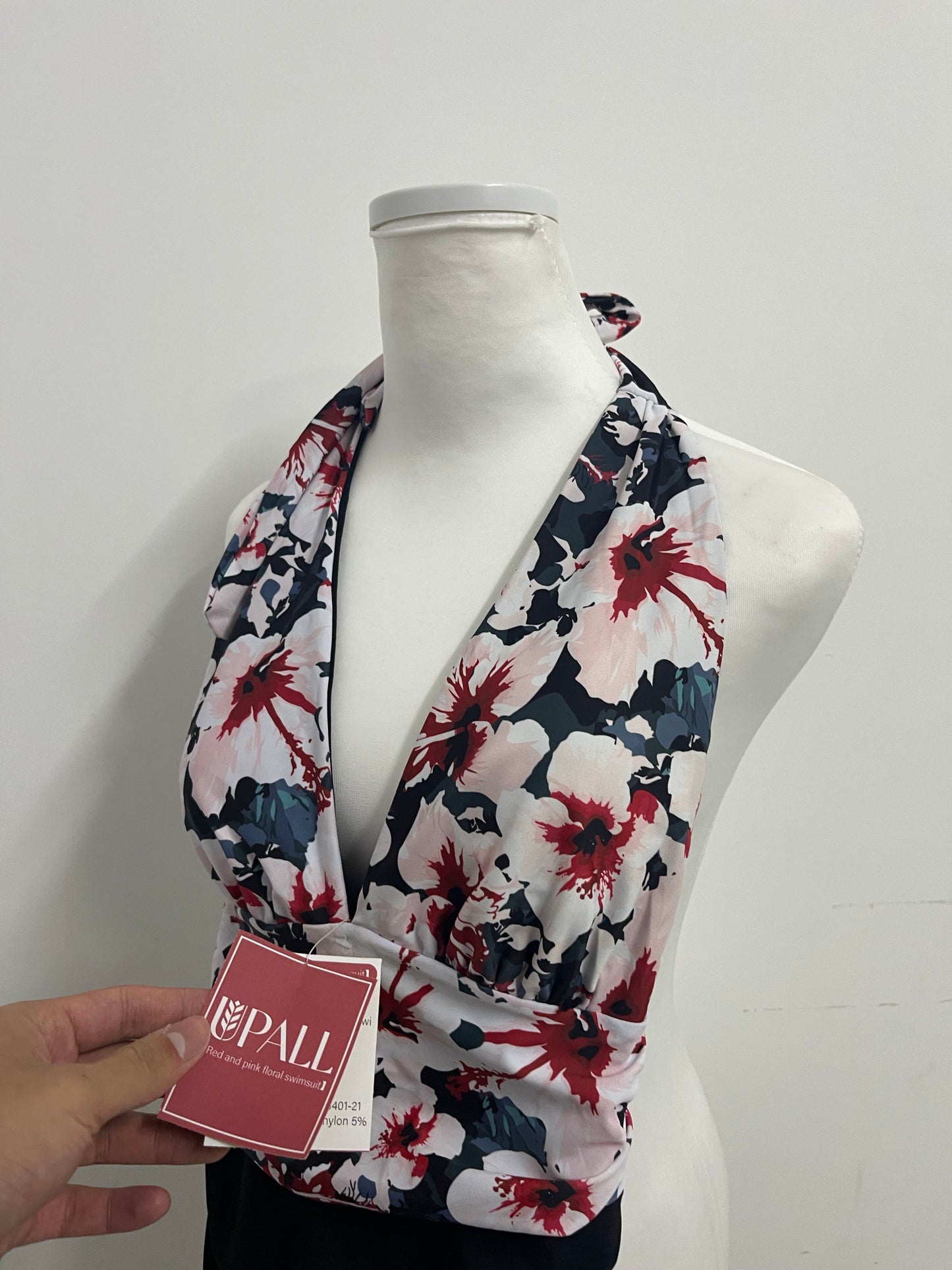 UPALL Floral Halter Deep V One-Piece Swimsuit for Women, Tummy Control Bathing Suit, Stylish Choice for Vacation, Spa & Pool