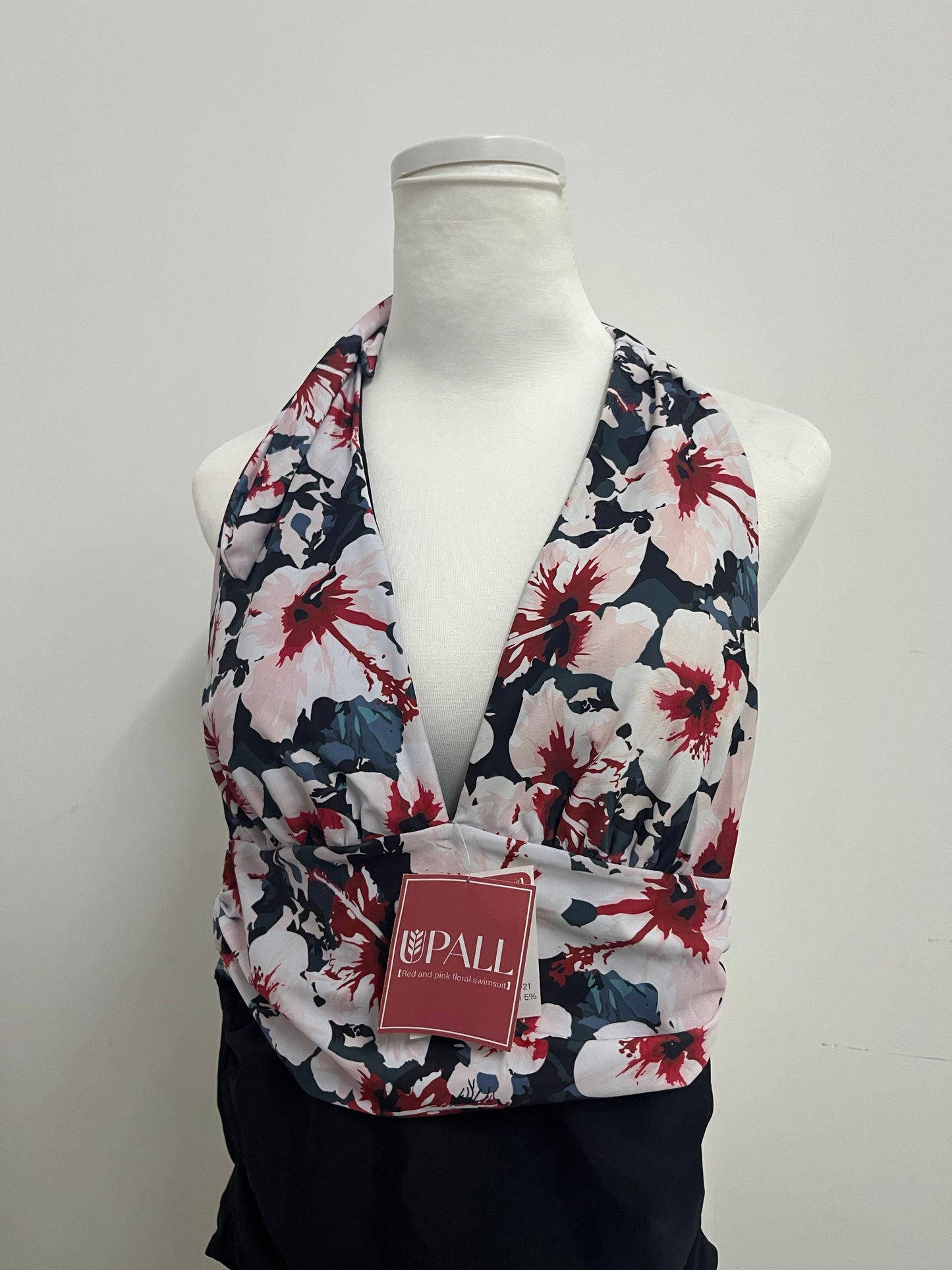UPALL Floral Halter Deep V One-Piece Swimsuit for Women, Tummy Control Bathing Suit, Stylish Choice for Vacation, Spa & Pool