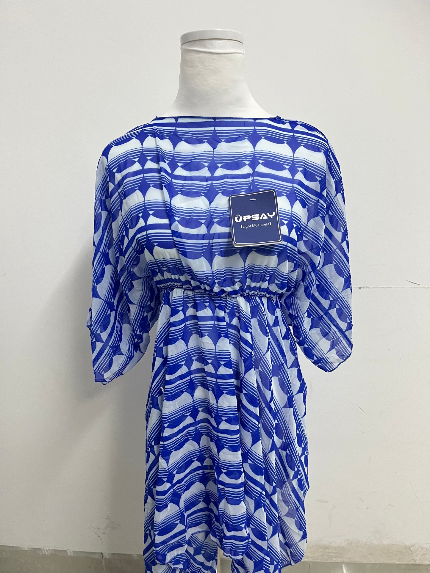 UPSAY Light Blue Geometric Printed Dresses: Unlock Summer Fresh Elegance, Create Eye-Catching Vacation Style Looks