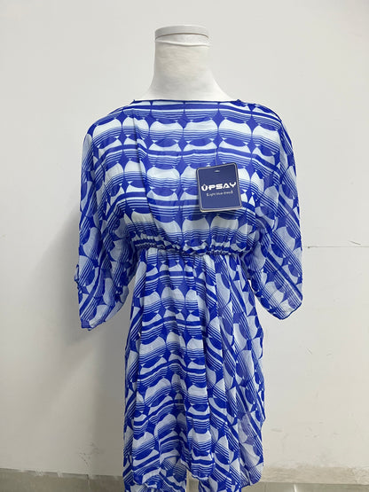 UPSAY Light Blue Geometric Printed Dresses: Unlock Summer Fresh Elegance, Create Eye-Catching Vacation Style Looks