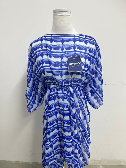 UPSAY Light Blue Geometric Printed Dresses: Unlock Summer Fresh Elegance, Create Eye-Catching Vacation Style Looks