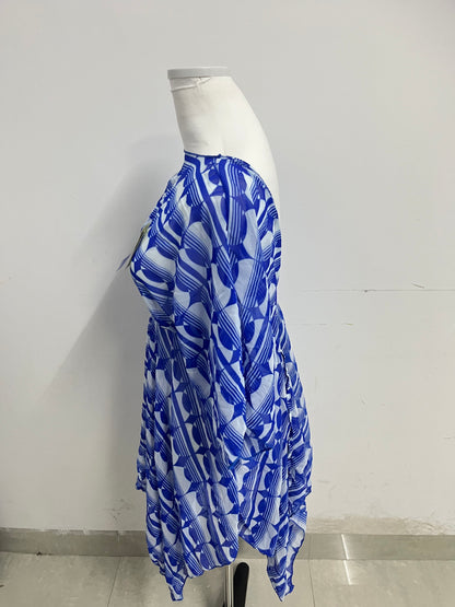 UPSAY Light Blue Geometric Printed Dresses: Unlock Summer Fresh Elegance, Create Eye-Catching Vacation Style Looks