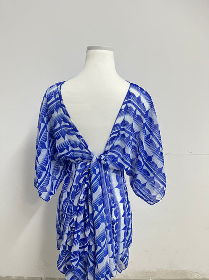 UPSAY Light Blue Geometric Printed Dresses: Unlock Summer Fresh Elegance, Create Eye-Catching Vacation Style Looks
