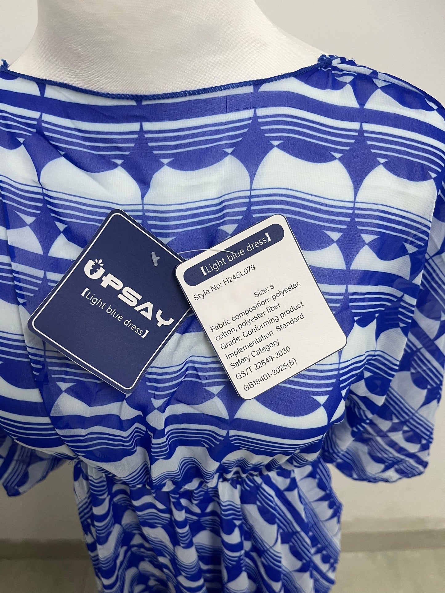UPSAY Light Blue Geometric Printed Dresses: Unlock Summer Fresh Elegance, Create Eye-Catching Vacation Style Looks