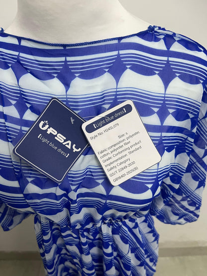 UPSAY Light Blue Geometric Printed Dresses: Unlock Summer Fresh Elegance, Create Eye-Catching Vacation Style Looks