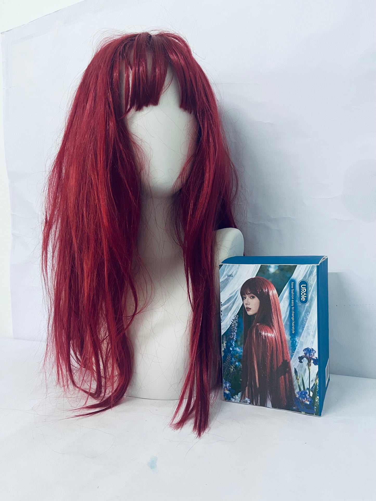 URole Wigs Wine Red Long Straight Wig: Switch Styles with One Click, Interpret Your Versatile Charm