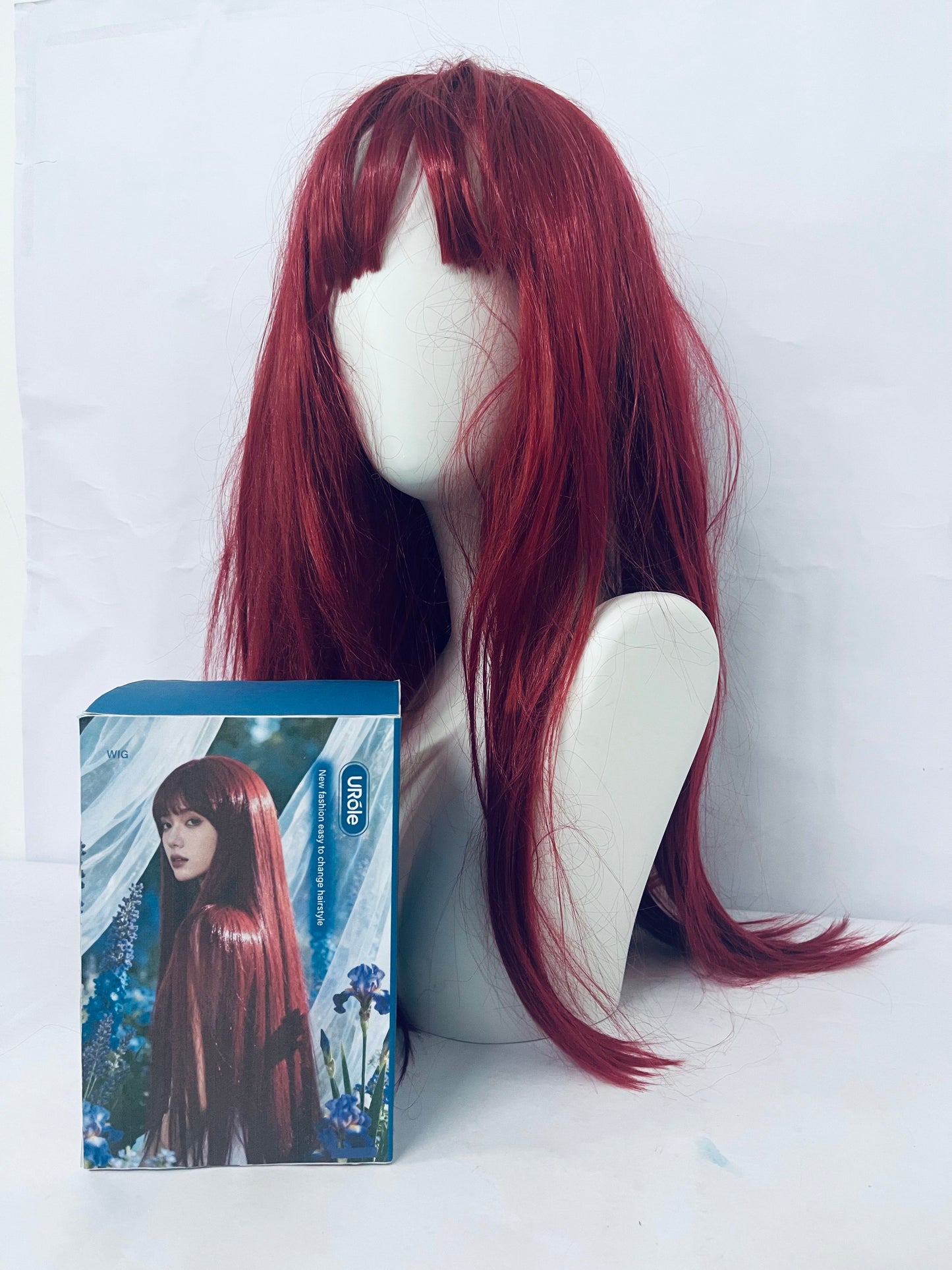 URole Wigs Wine Red Long Straight Wig: Switch Styles with One Click, Interpret Your Versatile Charm