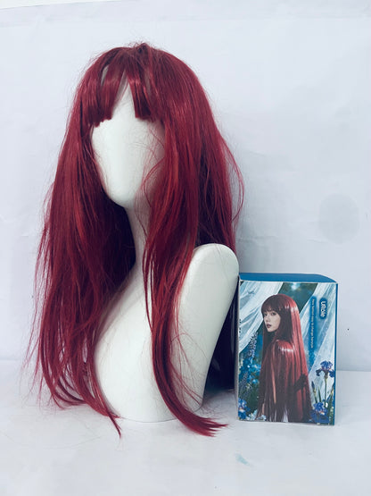 URole Wigs Wine Red Long Straight Wig: Switch Styles with One Click, Interpret Your Versatile Charm