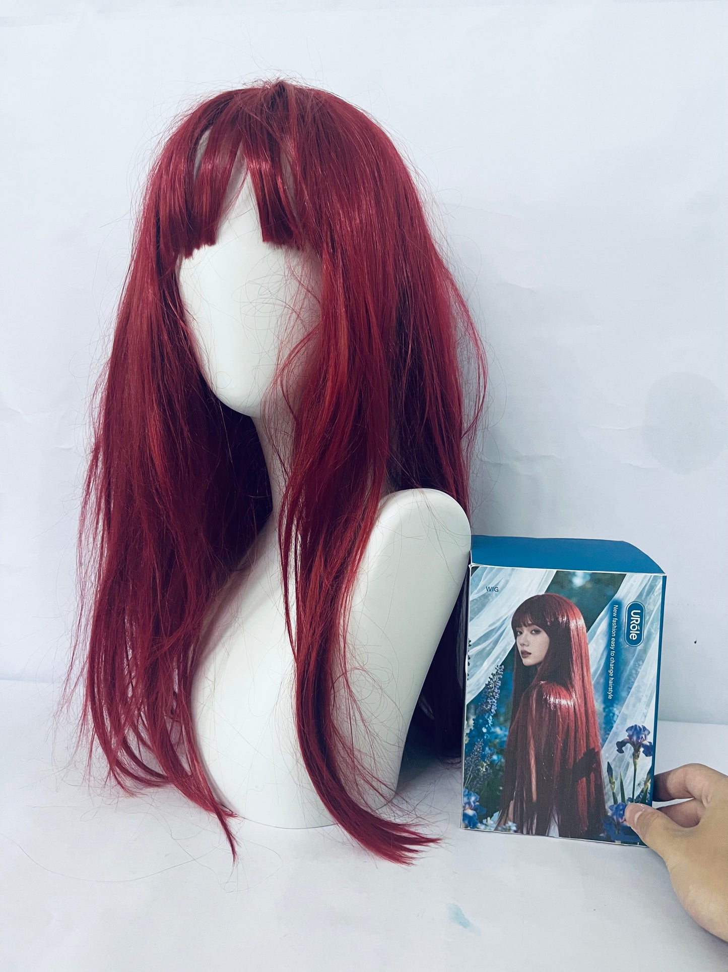URole Wigs Wine Red Long Straight Wig: Switch Styles with One Click, Interpret Your Versatile Charm
