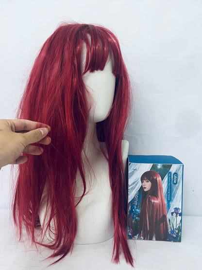 URole Wigs Wine Red Long Straight Wig: Switch Styles with One Click, Interpret Your Versatile Charm