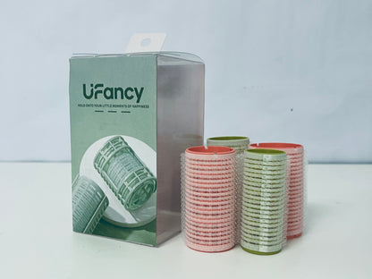 UFancy Non-Electric Hair Rollers – Heatless Self-Grip Curlers with Pastel Pink & Green Design, Gentle Heatless Styling Tools for Natural Curls/Volume, Easy-to-Use Hair Rollers for Daily Hairstyling at Home